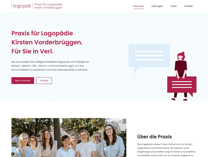 Website-Screenshot von Praxis für Logopädie – Kirsten Vorderbrüggen